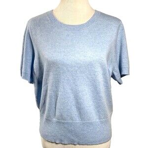 NEW J Crew Cashmere Shrunken T Shirt Sweater XL Light Blue Short Sleeve Luxury